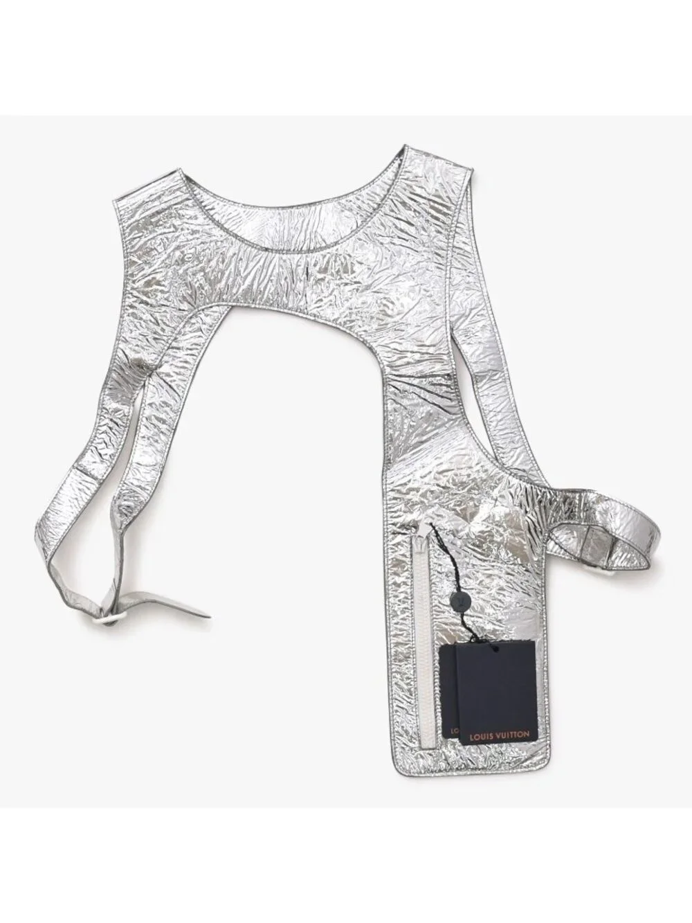 Louis Vuitton Vest Midlayer Asymmetric Leather Top Silver